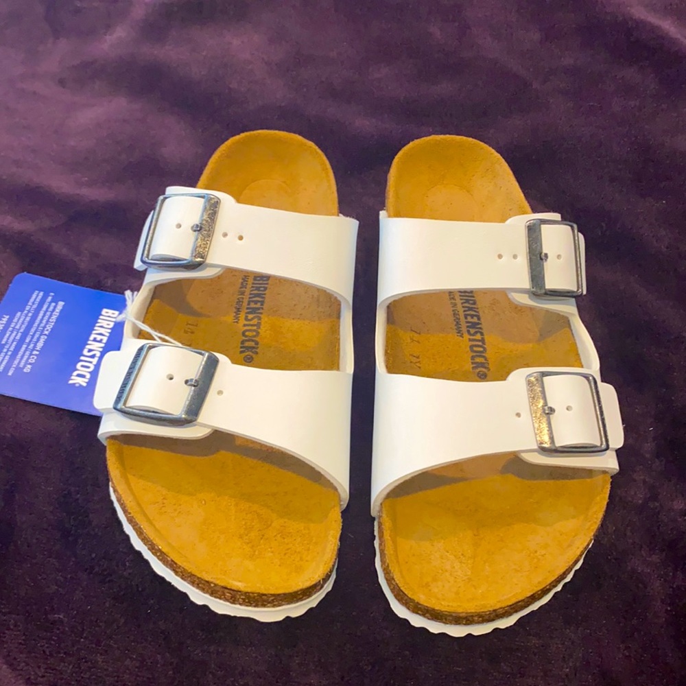 Brand New White Leather Arizona Birkenstocks